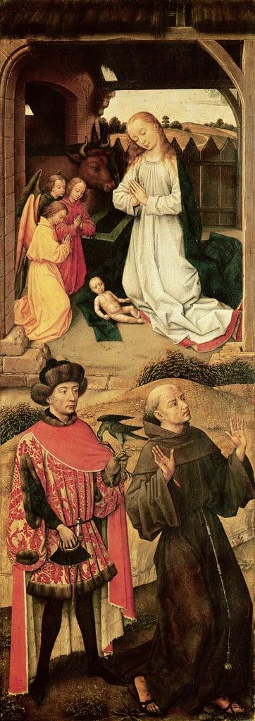 Triptych of the Calvary (left panel, the Nativity in the upper section...)