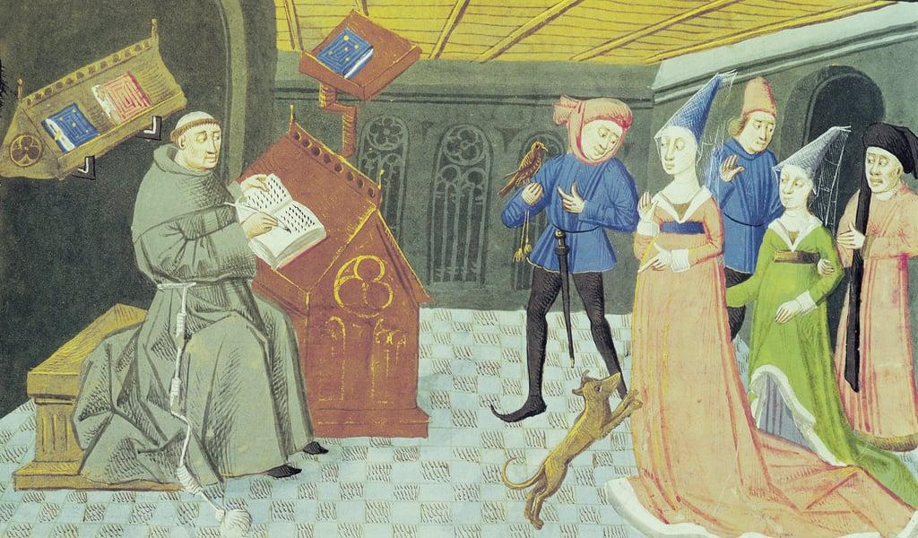 Fol.79r Carlo Marsuppini (d.1453) illustration from Controversia de Nobilitate by Buonaccorso da Mon