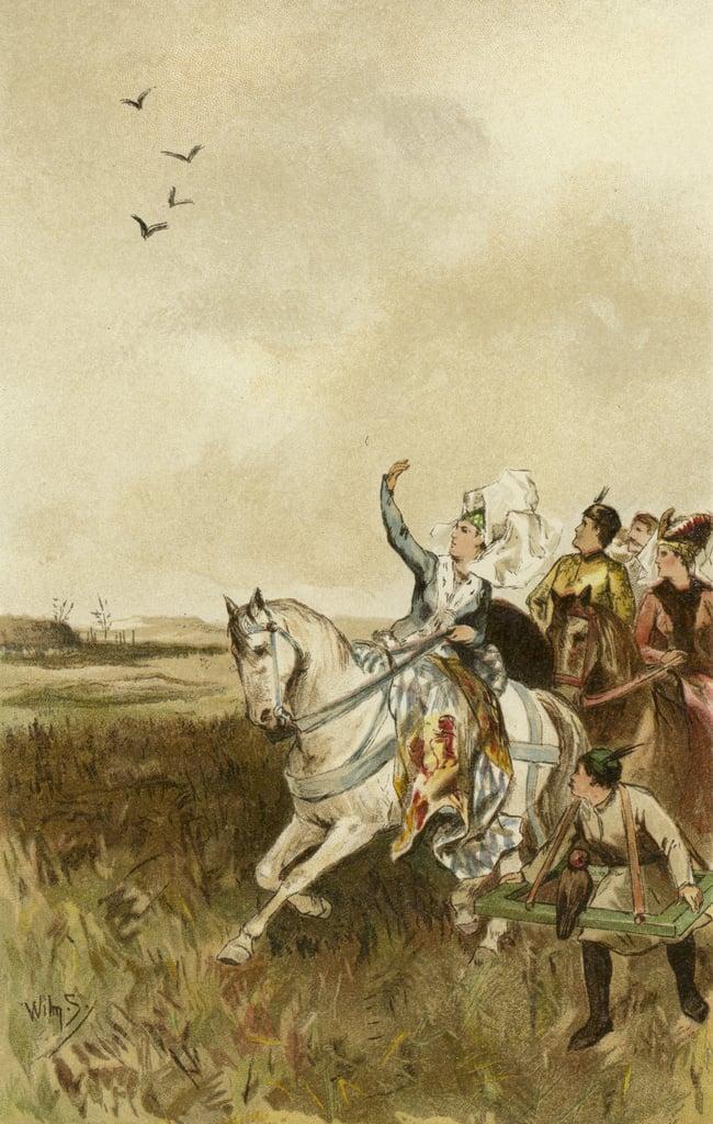 Jacqueline, Countess of Hainaut hunting with falcons by Dutch artist Willem II Steelink (1856-1928)