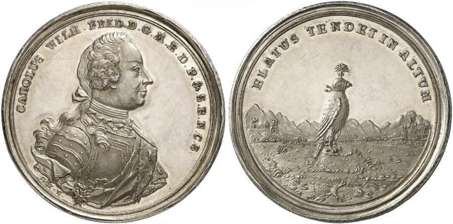 Coin with a falcon from Brandenburg-Ansbach (Germany)