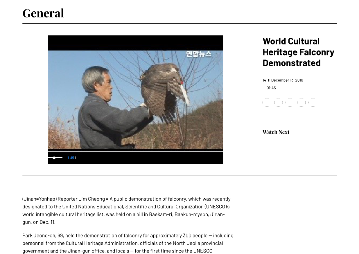 World Cultural Heritage Falconry Demonstrated - Republic of Korea